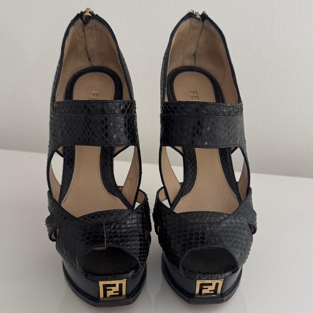 Fendi Black Python Women's Heels - image 4
